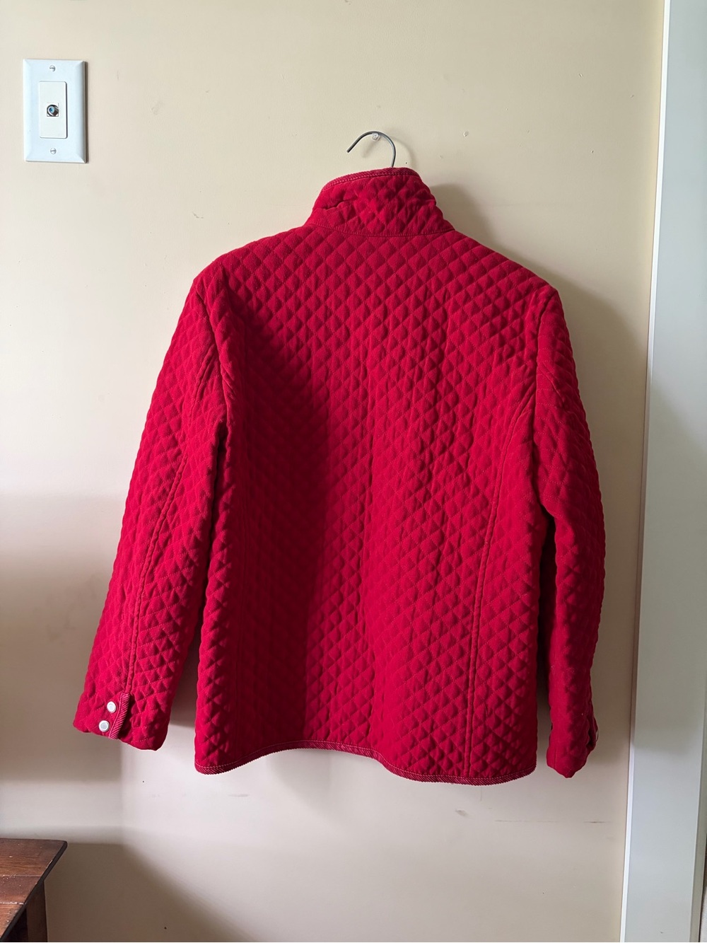 Talbots Quilted Bright Red Snap-Front Puffer Jacket - Picture 3 of 3